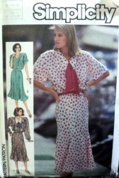 7510 BOXY BLOUSON BUTTON SS-LS FLARE DRESS PATTERN 16-20